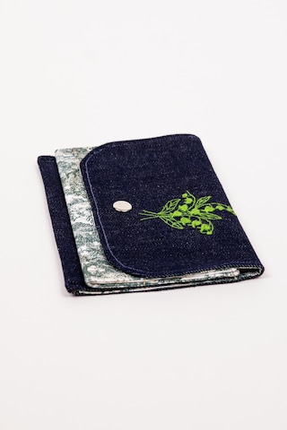 Fabric Craft Bag Kumaş Cüzdan Denim Çift Bölmeli 18x12 Cm Lacivert - Yeşil