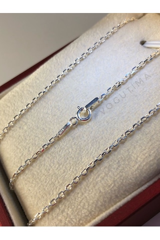 Erkek Kadın Gümüş Kolye - 1.5mm Forse Model 925 Ayar Unisex Işıklı Kutuda Sevgiliye Eşe Kolye Zincir