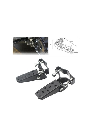 1 Çift Motosiklet Metal Ayak Dayama Pedalları Evrensel - Siyah