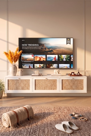 Robin Home Arizona Tv Ünitesi Sehpası Duvara Monte 3 Ahşap Jüt Kapaklı 180cm Beyaz-jüt
