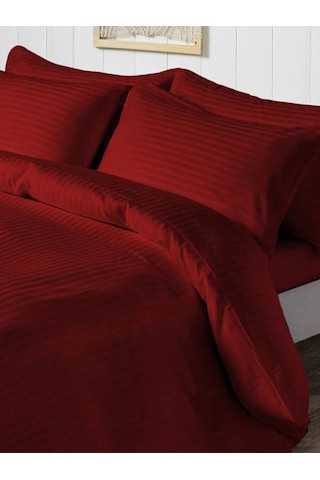 Caqqa Çizgili Saten 2 Adet 50x70 Cm Silver Bordo Yastık Kılıfı