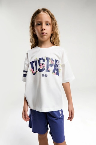 U.S. Polo Assn. Kız Çocuk Bermuda Takım - Beyaz Beyaz