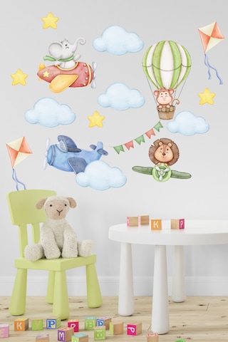 Uçak Temalı Çocuk Odası Sticker Seti