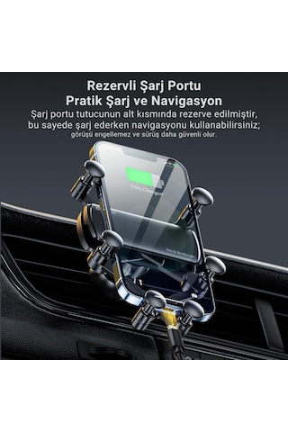 Essager V Tipi Süper Stabil Klipsli Araç İçi Telefon Tutucu, 360 Derece Dönebilen Düşmez Titremez Telefon Tutucu