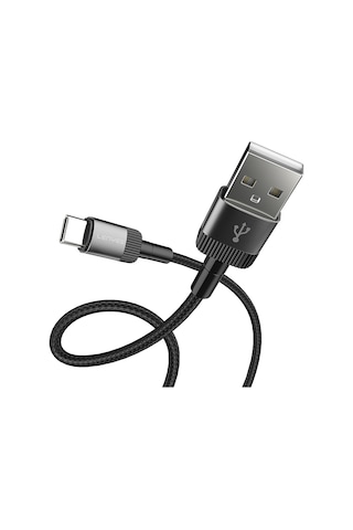Lenyes Lc546 Usb-a To Type-c Örgü Tasarımlı Hızlı Şarj Özellikli Data Ve Şarj Kablosu 12w 1m Siyah