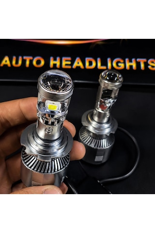 Mercekli H7 Beyaz Led Xenon-ufuk Çizgisi+şimşek Etkili+canbuslı Led Xenon