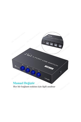 4 Port Usb Pc Tarayıc  Yazıcı Değiştirici Switch