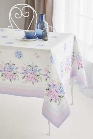 Ays Home Ortanca Çiçek Desen Yemek Masası Örtüsü