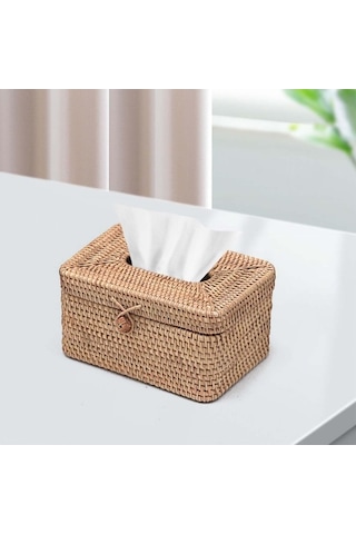 Pazly Yüz Tutucu Suntek Rattan Mendil Kutusu Kapağı Halat Tokalı Ev Aksesuarı Diğer
