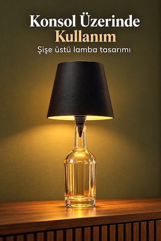 Şişe Üstü Abajur Type C Girişli Dekoratif Masa Lambası Standart
