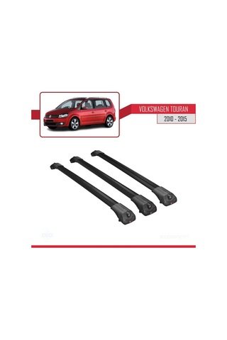 Volkswagen Touran 2010-2015 Arası İle Uyumlu Ace-1 Ara Atkı Tavan Barı Siyah 3 Adet Bar
