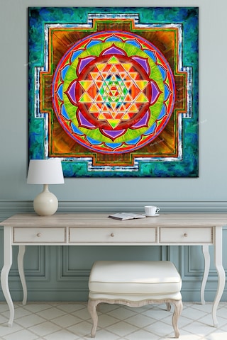 Yaşam Çiçeği Kutsal Geometri Sri Yantra Kanvas Tablo 30 x 30h