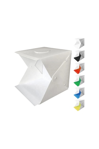 Mini Stüdyo 40x40 Cm Led Işıklı Pratik Katlanabilir Ürün Fotoğraf Çekim Çadırı Taşıma Çantalı Çok Renkli