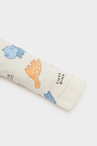 Defacto Erkek Bebek Yenidoğan Dinazor Baskılı Penye Tulum F0122a525auer233 Ekru