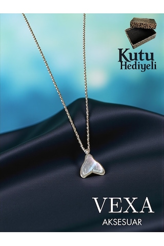İthal Denge Kolyesi Balina Kuyruğu Çelik Kolye - Özel Kutulu Hediyeli Ürün Gümüş
