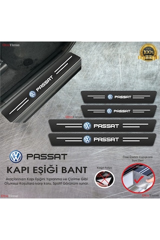 Volkwagen Passat Logolu Karbon Kapı Eşiği Koruyucu Suni Deri 4'lü Set