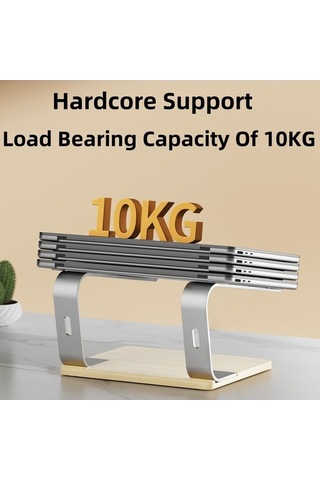 Ebitda Alüminyum + Ahşap G1 Dizüstü Standı - Gri, 25x20cm, 17,3 Laptoplar İçin Isı Dağıtımı Ve Yükseltme Braketi