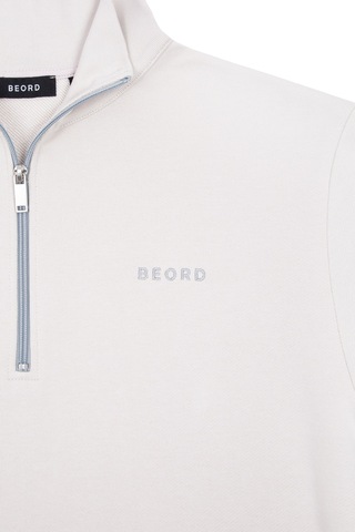 Beord Taş %100 Pamuk Yarım Fermuarlı Sweatshirt Bzt1-134