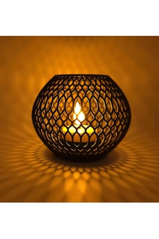 Dekoratif Tealight Mumluk Geometrik Desenli Gölge Efektli