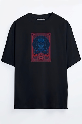 Star Wars Fan Art Koleksiyon Kartları Baskılı Oversize T-shirt Darth Vader-siyah