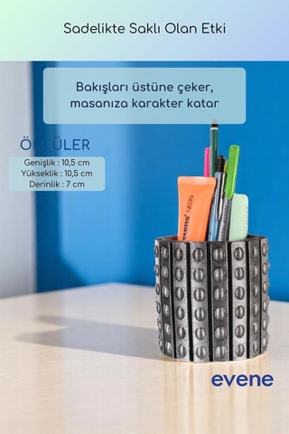 Kalemlik Masa Kalemliği Organizer Kalemlik Gümüş Eskitme Renk Model 91 Çok Renkli