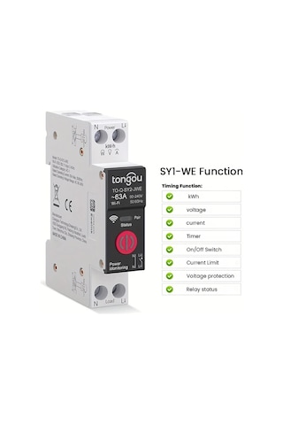 Xuweiwei 1 Adet Ewelink Wıfı Akilli Anahtar Kwh Gostergeli 63a Sy2 Jwe 110v 220v Mobil Kontrollu Zamanlayici Role Akilli Ev Koruma Devre Kesici