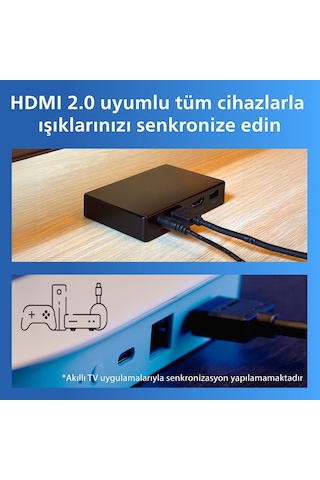 Philips Smart Lighting Hdmı 2.0 Sync Box Kiti 55"-65" Tv'ler İçin - Google Home, Alexa, Homekit Ve Matter Uyumlu Çok Renkli