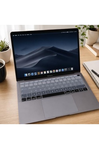 Macbook Klavye Koruyucu Türkçe Q Silikon A1932 A2179 A2337 M1 Uyumlu Ters L Enter Siyah Gri