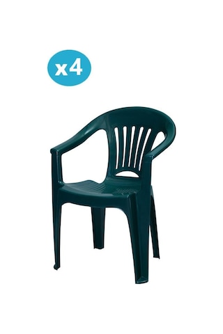 Omnipazar Mt-gf141 Zaffiro Plastik Bahçe Balkon Sandalye 4'lü Set Yeşil