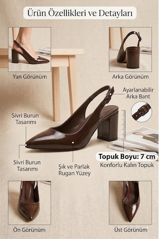 Belarvs Kadın Kahverengi Patent / Rugan Omuz Çantası Ve Topuklu Ayakkabı Seti