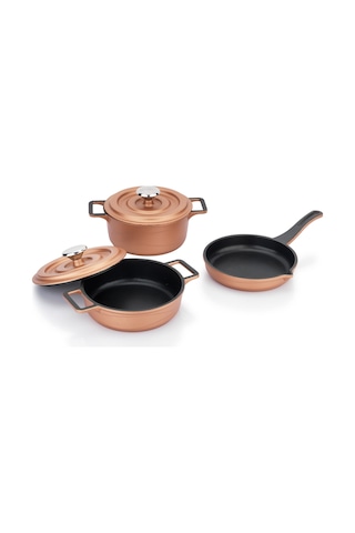 Schafer Pro Cast Mini Döküm Tencere Seti 5 Parça-Rosegold