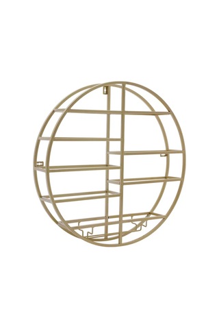 Gold Metal Daire Şaraplık Duvara Monte Daire Metal Şarap Rafı Kadehlik