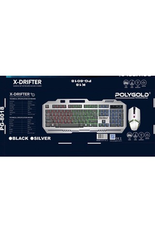 Poly Gold PG-8018 K18 USB Işıklı Klavye Ve Mouse Seti