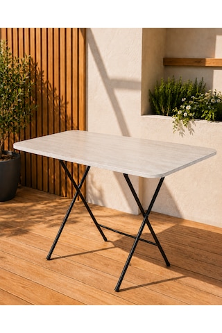 Katlanır Masa 60x90 Cm Yemek Masası Balkon Masası Traverten