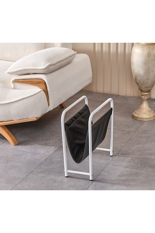 Lucıano Dergilik Beyaz Metal Sıyah Deri