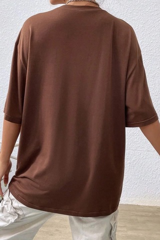 Flood Of Style Unisex Pamuklu T-shirt Kahverengi