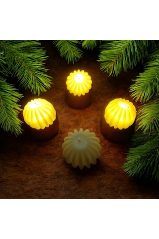 Vıp Kalite Led Işıklı Mum 6 Adet Yılbaşı Noel Mumu Pilli Gün Işığı Mum 6 Yılbaşı Mumu Süsleri Gün Işığı
