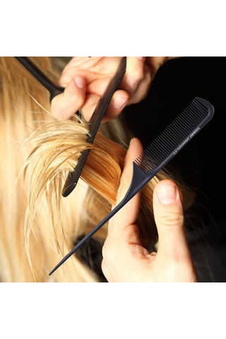 Geeroyoo Antistatik Karbon Fiber Saç Tarağı, Ergonomik Tutma, Yuvarlak Uçlu, Kaymaz Sap, Çok Fonksiyonlu, Dayanıklı, Hafif.