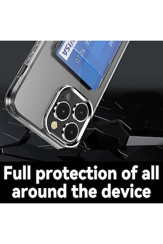 Apple Uyumlu iPhone 16 Pro Max Kılıf Şeffaf Kartlık Bölmeli Yumuşak Silikon