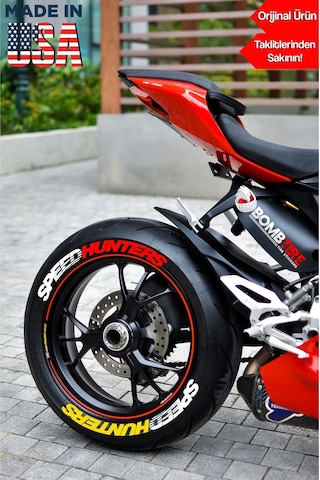 Motorsiklet Çift Renk Lastik Yazısı Speedhunters 2.5 Cm 4 Adet Made In Usa