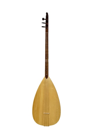 Kısa Sap Üst Kalite Çift Kafes Bağlama Maun Tekne, Ladin Kapak, Maun Sap Kılıf Hediyeli