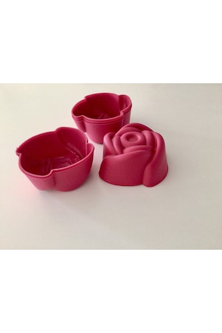 Pink Rose Bybirgul Mini Silikon Gül Kek Kalıbı Kırmızı