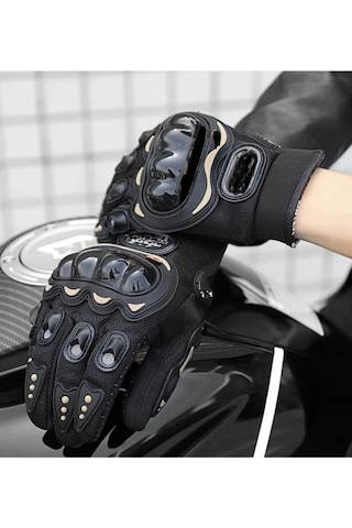 Motosiklet Eldiveni Avuç Içi Korumalı Dokunmatik Uzun Siyah Motor Eldiven Kemik Motorcu Eldiveni M 3