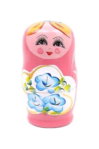 Ahşap Matruşka Bebek Beşli Set Pembe