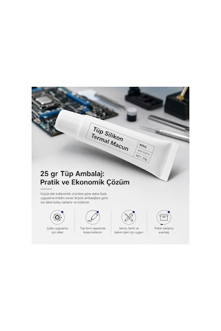 Mn1108ts 25 Gr Beyaz Termal Macun 1.42 W/mk Cpu Gpu Chipset Led Modül Elektronik Bakım Tüp Tipi Soğutucu Macunu