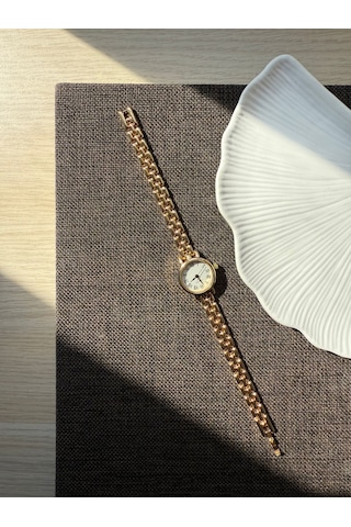 Retro Minimal Boncuk Kordon Vintage Kadın Kol Saati Gold Altın