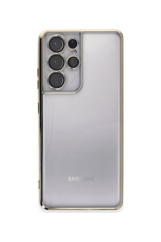 Tedar Samsung Galaxy Uyumlu S21 Ultra Kılıf Razer Lensli Silikon - Gold Najmaddin standart