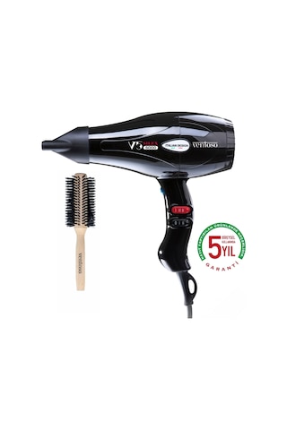 Ventoso V5 Silex5000 2500 W Profesyonel Fön Makinesi Siyah Ahşap Fön Fırçalı