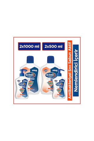 Activex Aktif Sıvı Sabun 2 x 1 L + 2 x 500 ML
