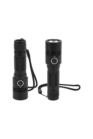 Güçlü Led T6 El Feneri Usb Şarj Edilebilir Açık Kamp Su Geçirmez Meşale Siyah